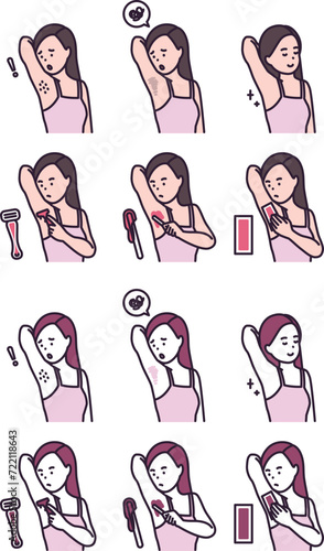 woman shaving her armpit hair