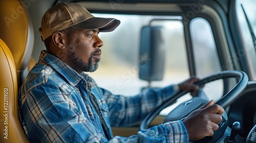 Truck driver behind the wheel