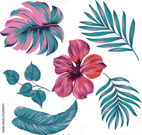 Painting tropical leaves