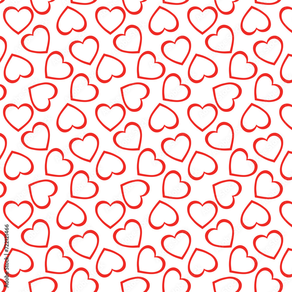 Red hearts seamless pattern. Valentines day background. Love romantic theme. Vector abstract texture with outline red hearts. For wrap, fabric, cloth, print, wedding decor. Red hearts seamless pattern. Valentines day background. Love romantic theme. Vector abstract texture with outline red hearts. For wrap, fabric, cloth, print, wedding decor.