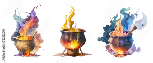A large cauldron for making a magic potion. Preparation of a magic potion for enchantment and divination.