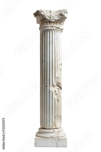 Isolated broken pillar on transparent background, PNG