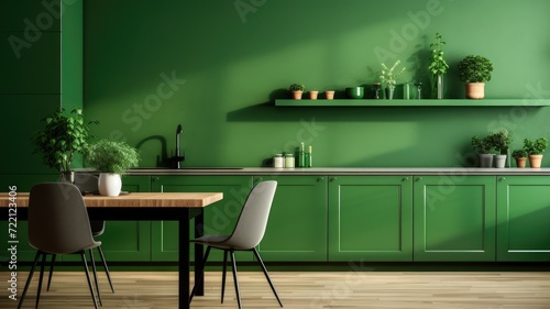 trendy green home kitchen concept