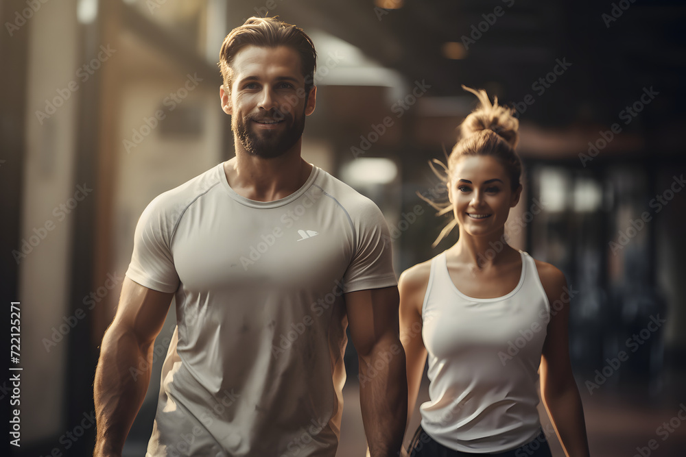 Fitness Journey Together: Healthy Couple on their Way to the Gym for a Workout Session