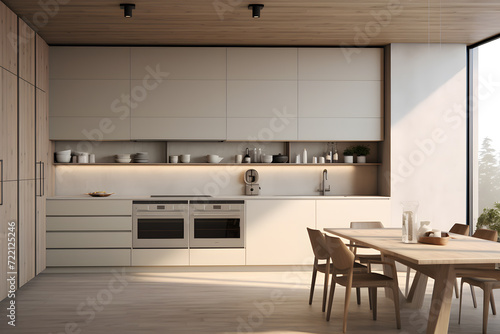 kitchen with minimalist cabinetry © sugastocks