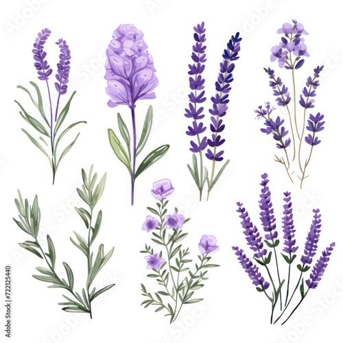 Lavender several pattern flower  sketch  illust  abstract watercolor