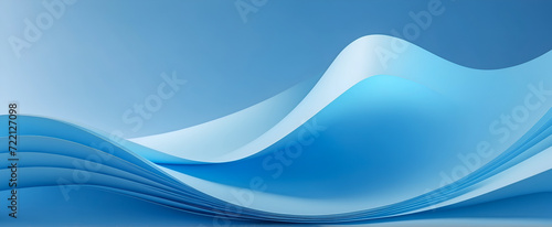 Abstract Blue Waves Background - a serene and smooth gradient of blue shades, flowing gracefully to resemble undulating waves or sleek layers of paper. 