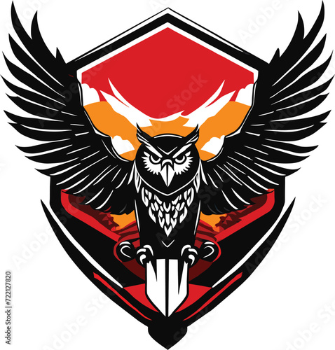 Warrior owl logo for guard services or security Vector Illustration for logos and heraldic symbols