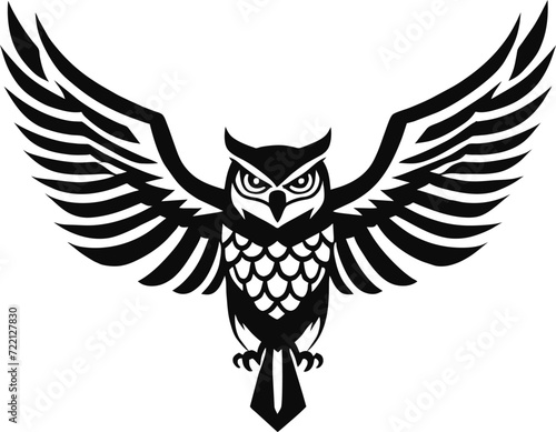 Owl Spread Wings Vector Illustration for Logo for logos and heraldic symbols