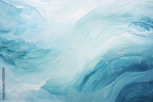 abstract background of blue and white acrylic paint in water with waves