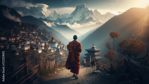 Majestic Himalayan Winter: Serene Solitude in Tibetan Buddhist Tradition
