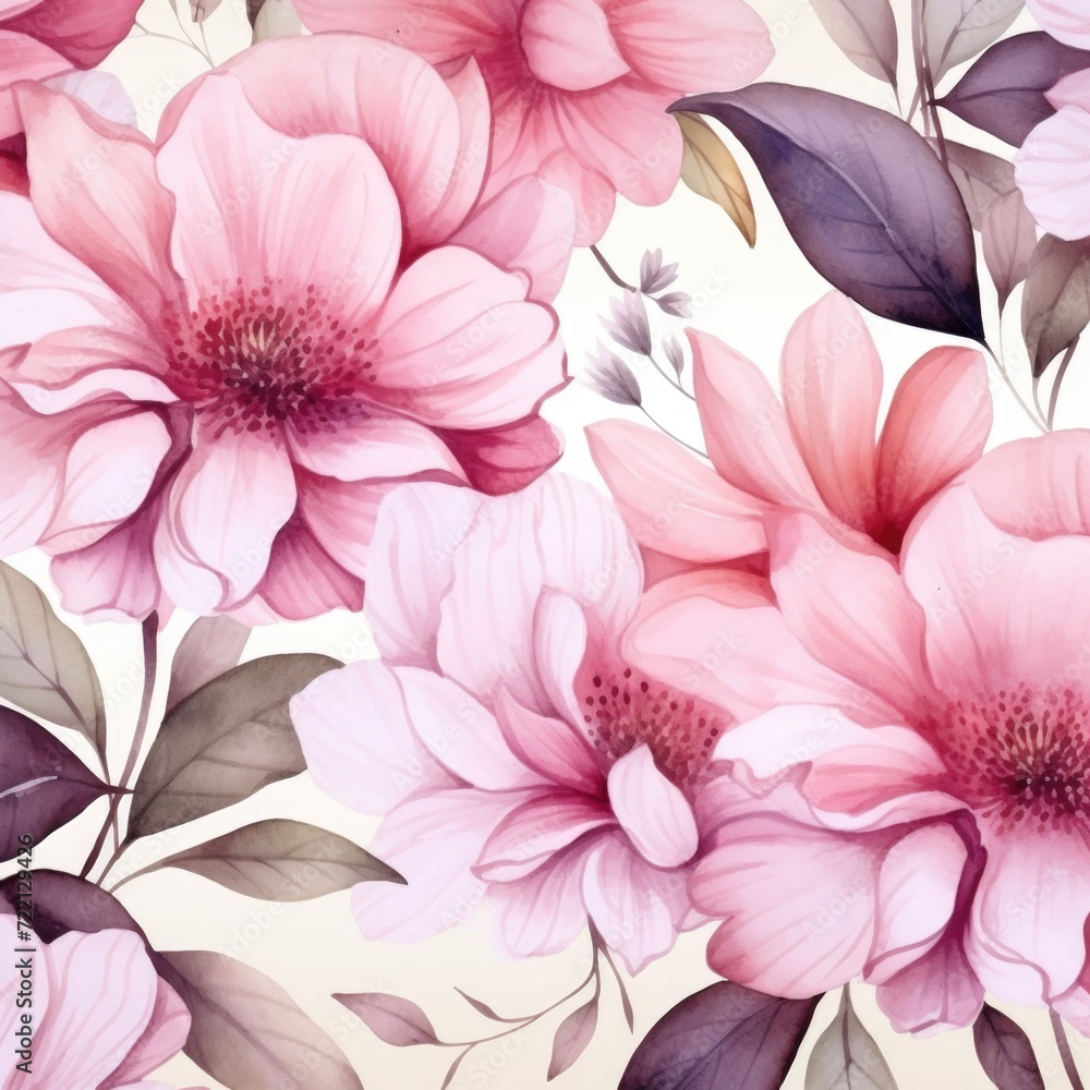 Seamless pattern with watercolor flowers. illustration Seamless pattern with watercolor flowers. illustration