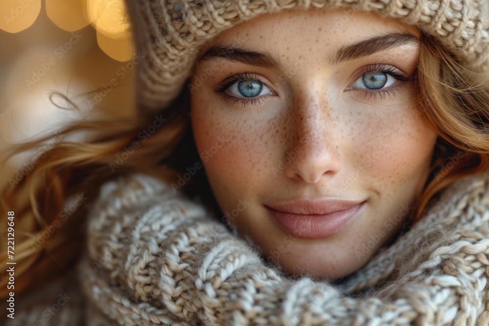 beautiful model woman, perfect skin, hygge concept background beautiful model woman, perfect skin, hygge concept background