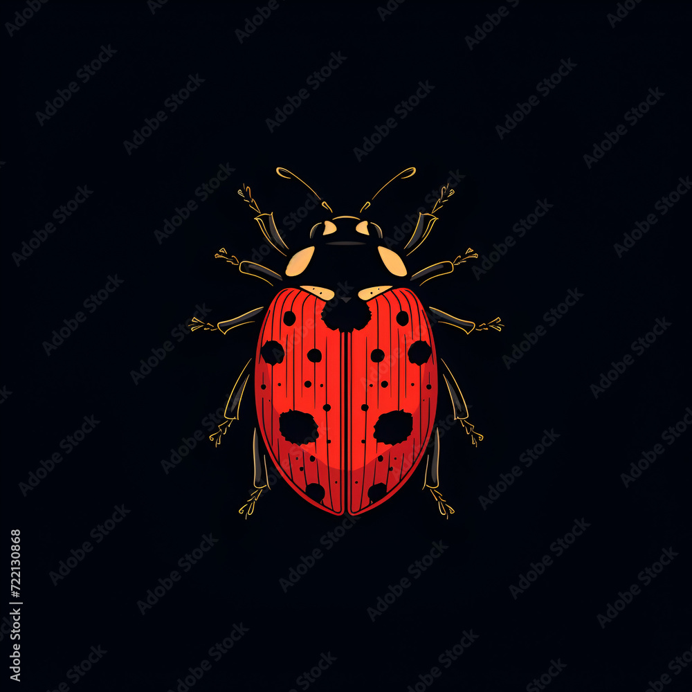 A logo illustration of a vibrant ladybug on a dark canvas. Created with generative AI. A logo illustration of a vibrant ladybug on a dark canvas. Created with generative AI.