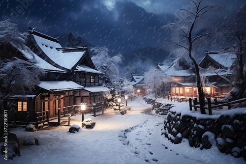 Village in winter landmark in Japan