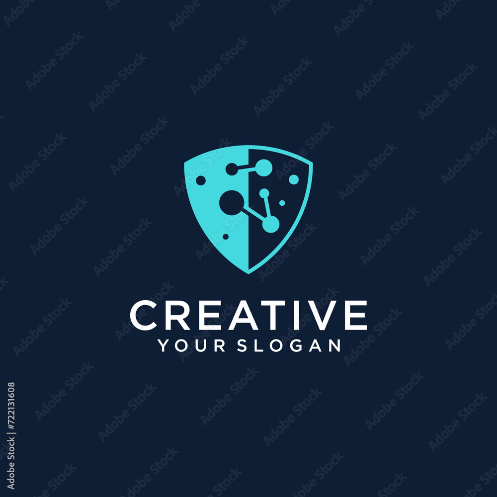 shield logo design with technology shield logo design with technology