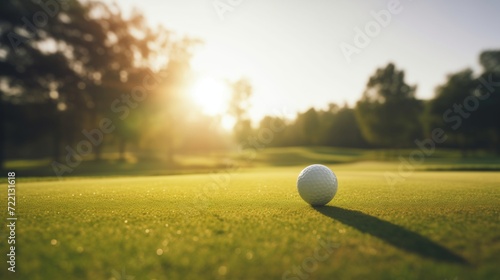 Golf Ball at Sunset: Leisure and Sport on a Green Course, Serenity in the Game of Precision