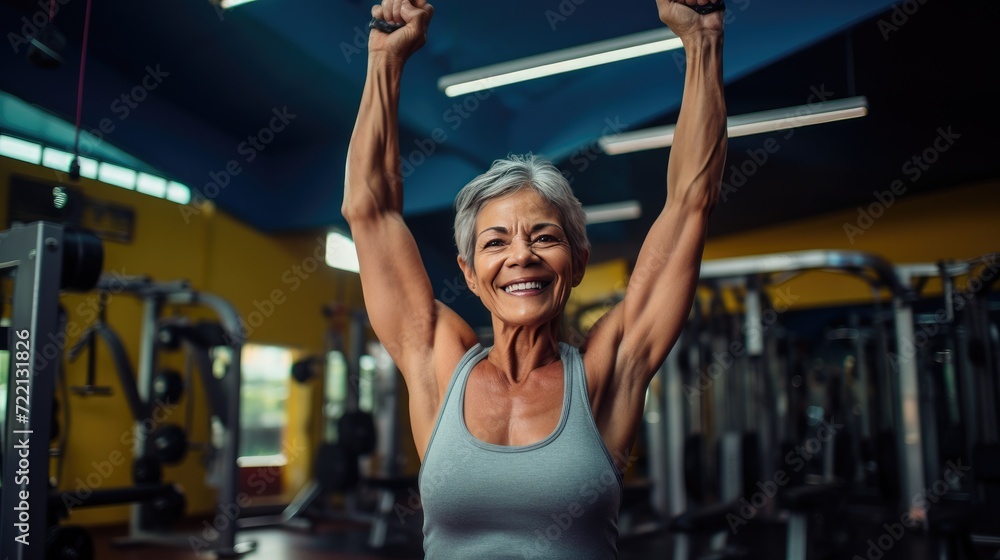Mexican middle age female fitness instructor in the gym Mexican middle age female fitness instructor in the gym