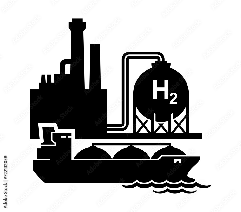 Hydrogen Production Plant Vector Icon