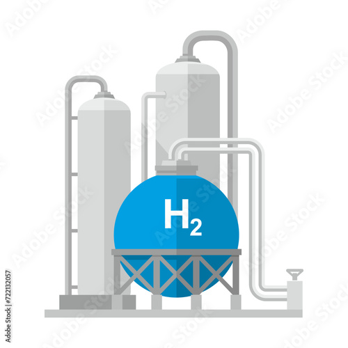 Hydrogen Production Plant Vector Icon