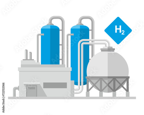 Hydrogen Production Plant Vector Icon