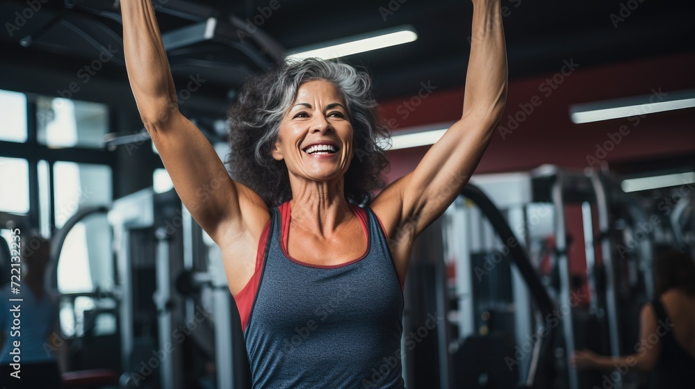 Mexican middle age female fitness instructor in the gym Mexican middle age female fitness instructor in the gym