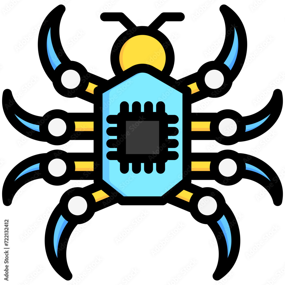 Robot Spider lineal multi color icon. relate to robotic engineering and technology theme. use for UI or UX kit, web and app development. Robot Spider lineal multi color icon. relate to robotic engineering and technology theme. use for UI or UX kit, web and app development.