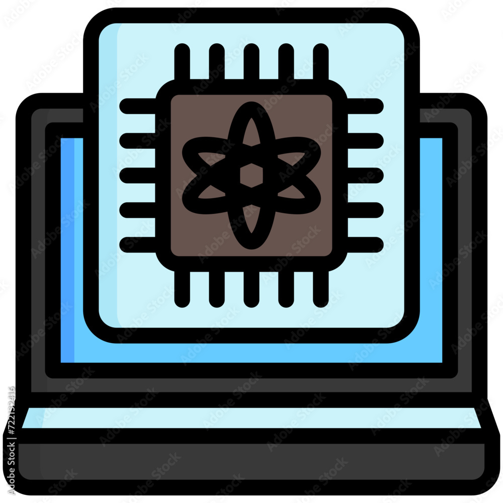 Quantum Computer lineal multi color icon. relate to robotic engineering and technology theme. use for UI or UX kit, web and app development.