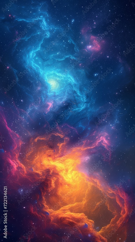 Galaxy, space nebula, colorful fantasy realism style, tilt photography, generated with AI
