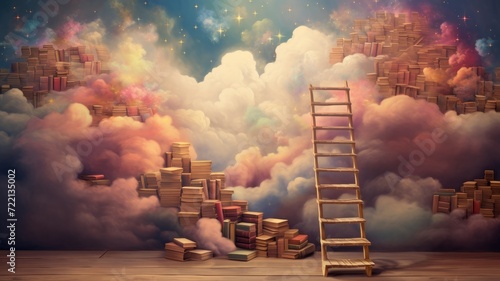 stairway in the clouds of books photo