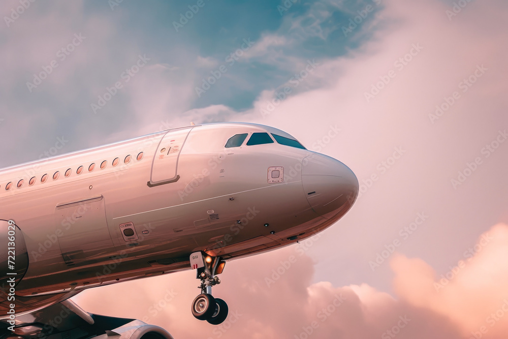 Obraz premium Airborne Elegance: Plane in Profile