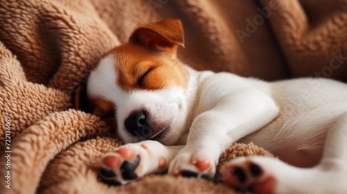 puppy sleeping on the pillow