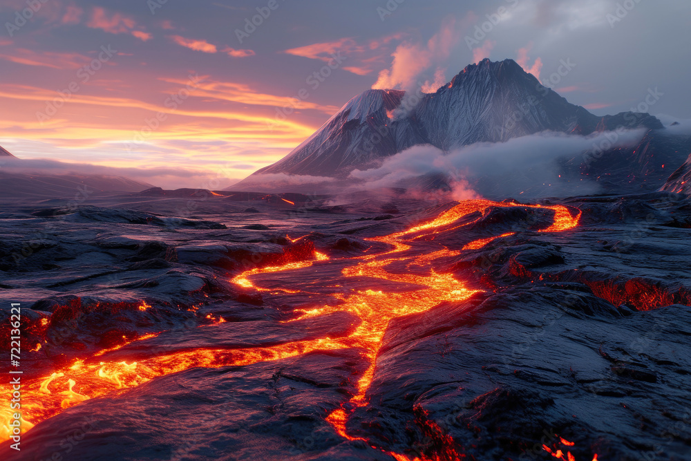 Fototapeta premium Cold Cosmos: Volcanic Awakening in the Arctic