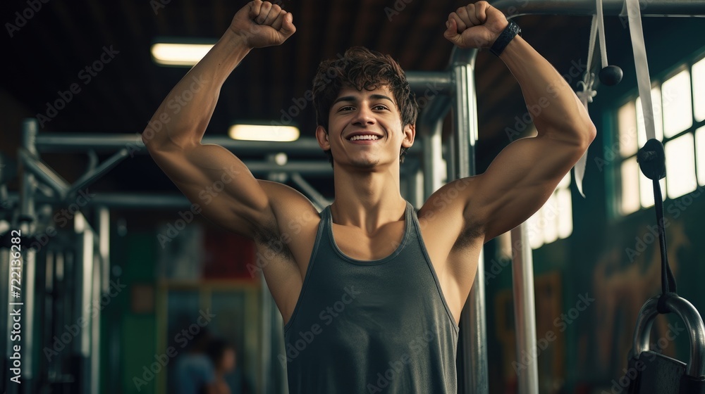 Mexican young male fitness instructor in the gym Mexican young male fitness instructor in the gym