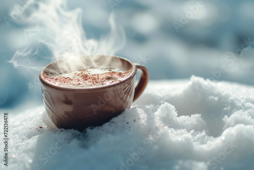 Cozy Comfort: A Cup of Hot Chocolate in Snow