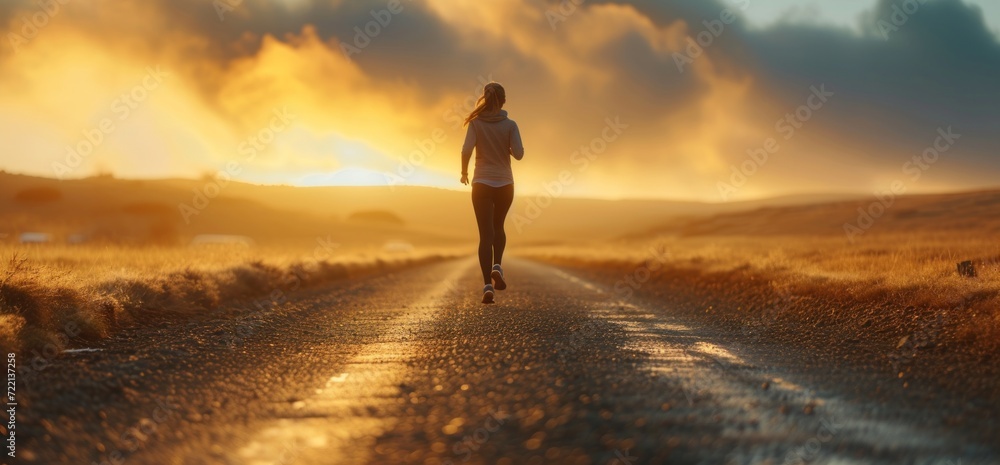 female athlete running on the road 