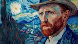 Van Gogh's Vision: An Impressionist Self-Portrait with Expressive Brushwork and Iconic Style