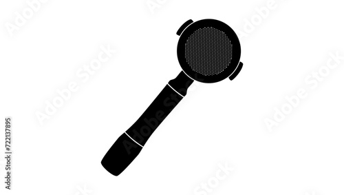 Espresso portafilter sign, black isolated silhouette