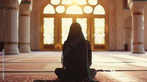 Muslim woman praying in the mosque