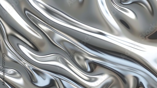 Silver 3d abstract graphics background animation, silk moving waves on wind shiny and glossy metallic seamless 4K loop video animation, silver texture design.    photo