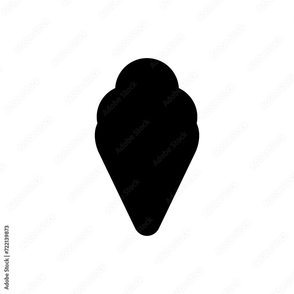 Summer ice cream cone with three flavor balls in silhouette flat icon. Trendy style summer holiday graphic element resources for many purposes.