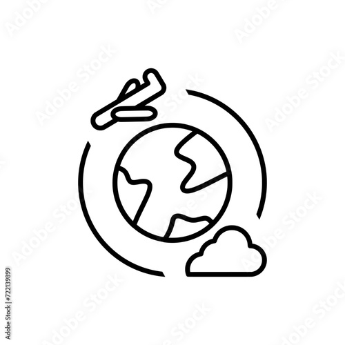 Travel around the world by plane in outline flat icon. Summer vacation element graphic resources for many purposes. 