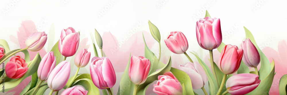 beautiful and colorful pink red and white tulips on white background beautiful and colorful pink red and white tulips on white background