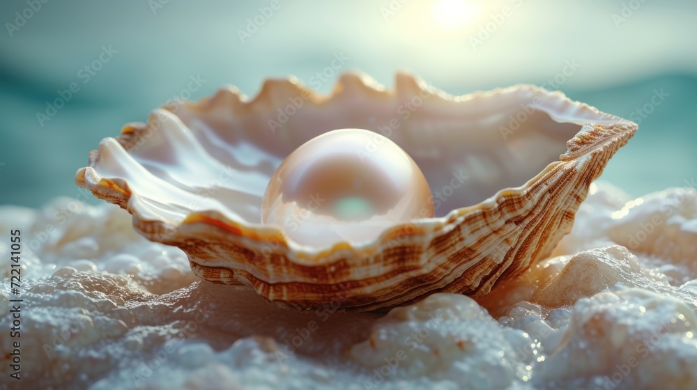 Finest quality beautiful natural open pearl shell close up realistic single valuable object image Finest quality beautiful natural open pearl shell close up realistic single valuable object image