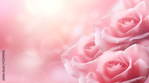 pink rose flowers for love romance background. Blurred background with three pink roses