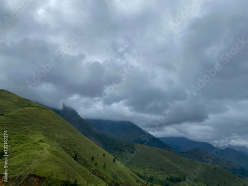 Lake Toba of north Sumatra against cloudy sky taken from Dolok Raja. photo