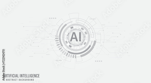 Artificial intelligence technology circuit board. Technology abstract background. Futuristic concept technology artwork for web, banner template. Big data and machine learning. Vector illustration