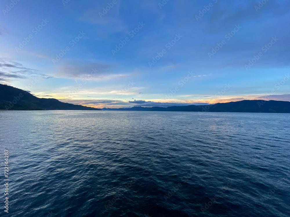 Lake Toba view from ferry ship. Ambarita, Samosir - North Sumatra. Lake Toba view from ferry ship. Ambarita, Samosir - North Sumatra.