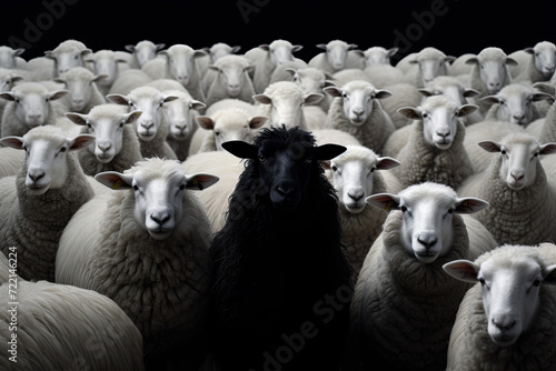 Sheep and lambs on a black background. 3d rendering