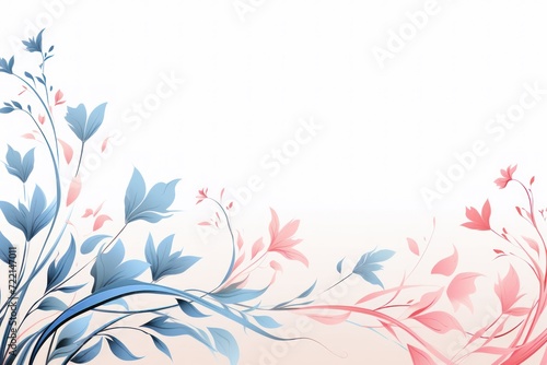 light cornflowerblue and blush pink color floral vines boarder style vector illustration